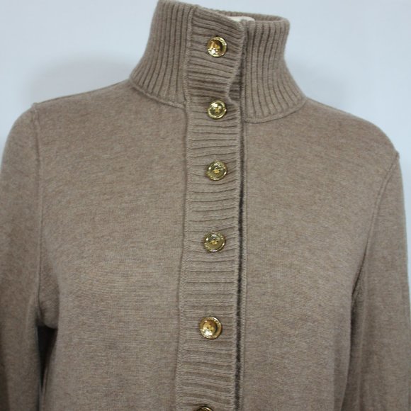 Tory Burch Giselle Rib-Trim Slim Long Sleeve Sweater Mock neck Brown Size  XL - Picture 5 of 12